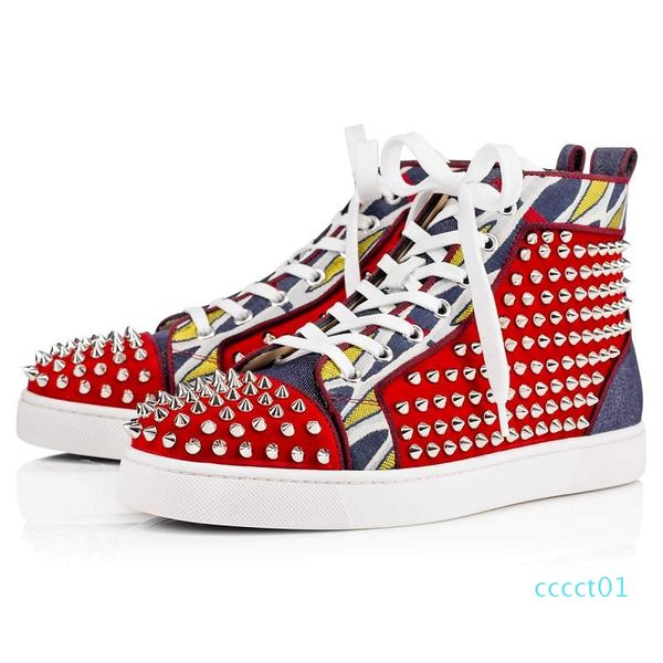 

designer shoes studded spikes chaussures women men sneakers triple black white red leather suede flat bottoms casual shoe vintage 36-47 ct01