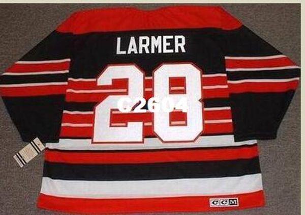 

mens #28 steve larmer chicago blackhawks 1992 ccm vintage retro hockey jersey or custom any name or number retro jersey, Black;red