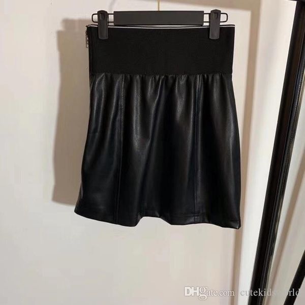 

высокого класса женщины девушки кожаные мини-юбки писем сексуальное короткое платье взлетно-посадочной полосы мода дизайн роскошные юбки, Black