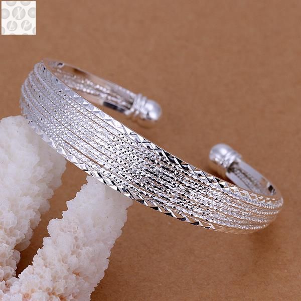 

b145 european and american classic silver-plated opening flower bracelet n925 silver jewelry bracelet wholesale price, Black