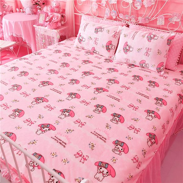 

ivyye 1pcs cute my melody anime blanket plush velvet warm decoration soft bed home throw sofa blankets unisex gifts new