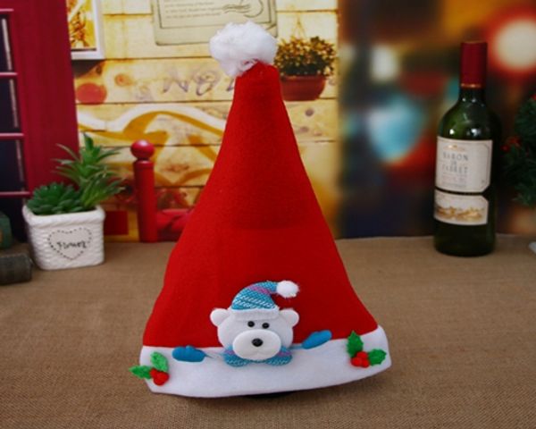 

100pcs red doll christmas ornaments decoration christmas hats santa cap children women men boys girls cap for party