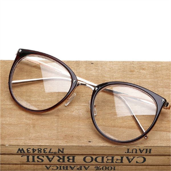 

coolsir retro metal frame eyeglasses oversized clear lens glasses men women transparent optical cat eye glasses frames spectacle, White;black