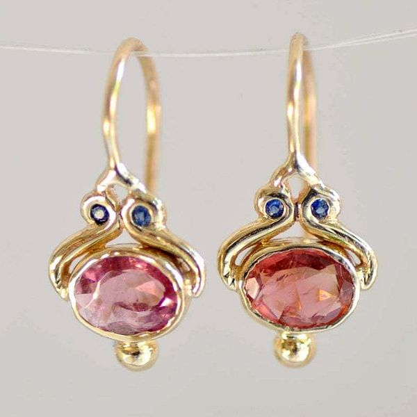 

5pair european and american fashion retro mosaic pink crystal dangle hook earrings women jewelry gifts engagement earring jewelry r -20, Golden;silver