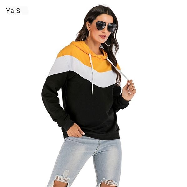 

womens designer season stitching hooded sweater long contrast fyt, Black;brown