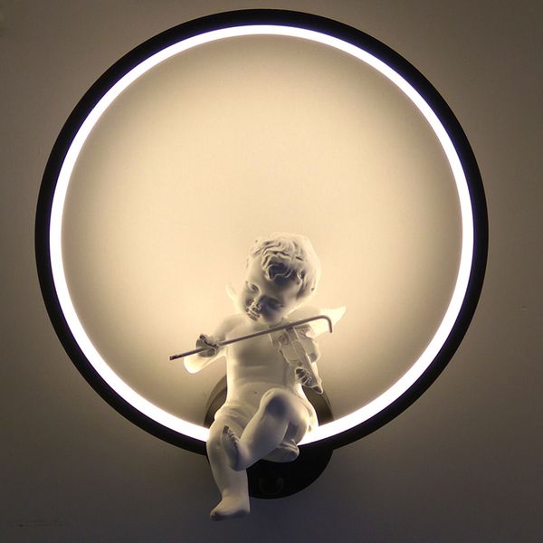 

selling Hot Wall Lamps indoor black white wall lighting Minimalist art Sconce Interior with angel Home Decoration wall