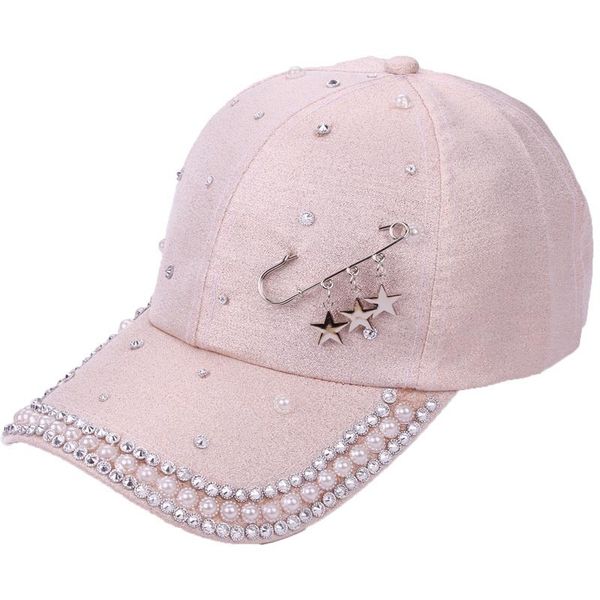 

2018 new pearl cap women's novelty hat custom design star rings pin pattern white black solid spring summer autumn female caps, Blue;gray