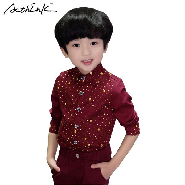 

acthink 2017 new boys polka dot spring dess shirts kids autumn wedding outwear shirts for boys kids fashion cool shirts,ac042, White;black