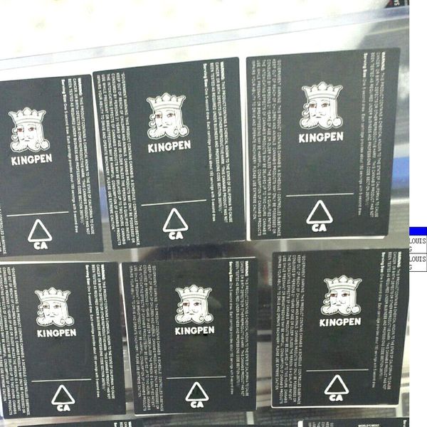 

Король Pen наклейки Пластиковых папа пробка наклейка Упаковочный Kingpen с различным Black White 2 цвета для картриджей упаковочных туб DHL бесплатно