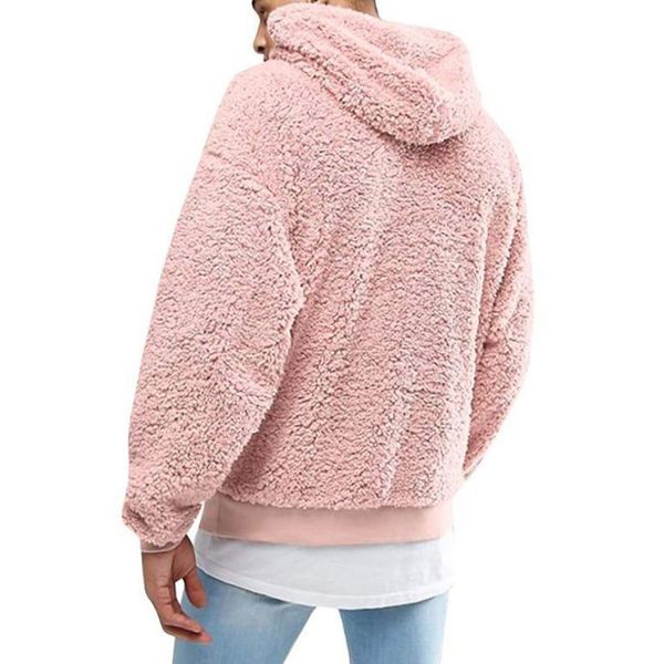 

mens hoodies sweatshirts winter solid color soft warm fluffy fleece hooded sweatshirts pullover male hoodies s-3xl, Black