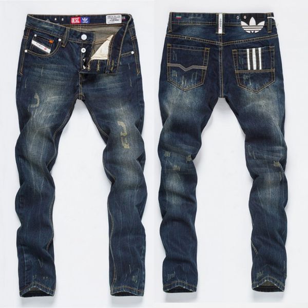 

new mens distressed ripped biker jeans slim fit motorcycle biker denim for men fashion designer hip hop mens jeans good quality, Blue