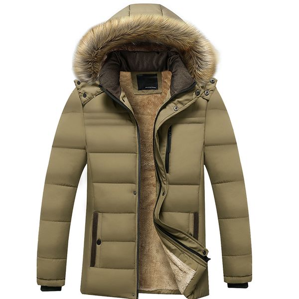 

men's down & parkas jackets men winter slim thicken warm casual hooded outwears fur coat 2021 overcoat oversized code m-3xl clothing, Black