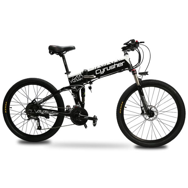 

Cyru her xf770 48v 500w electronic folding bike 26 1 95 poke tire aluminum alloy frame electric bicycle with mart lcd di play, Silver;blue