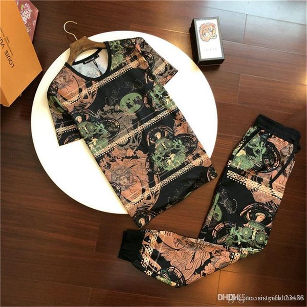 

tracksuit man sets pants summer new men's cropped t shirt shorts casual suits sportswear mens clothing medusa men tracksuit men sports, Gray