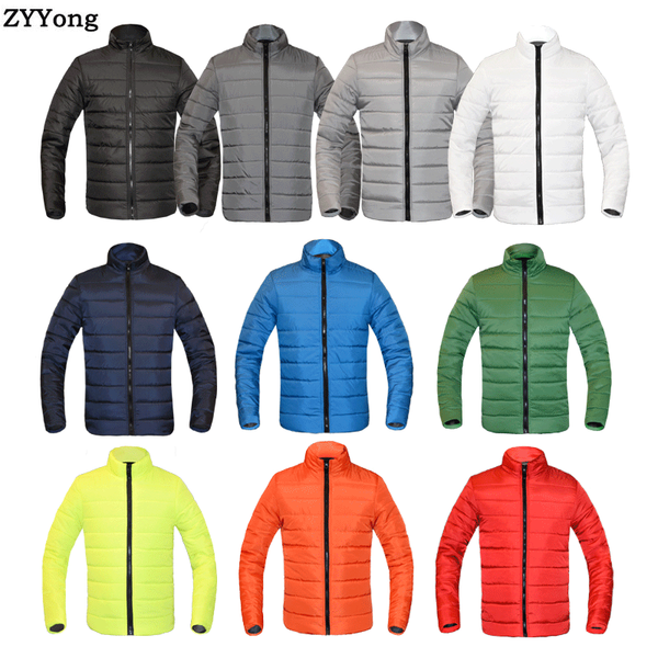 

winter 2020 jackets men solid color parkas stand collar long sleeve parkas warm cotton coat jacket slim men's, Black