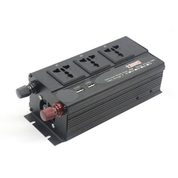 

1200w pure sine wave intelligent string inverter dual digital power inverter car converter adapter with dual usb&three socket