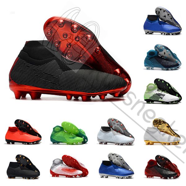 

New soccer shoes cleats mens 2019 Phantom VSN Vision Elite DF FG White Blue Silver EA University red sport high Football Boots 39-45