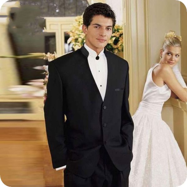 

выполненный на заказ черный мужчины свадебные костюмы для жениха смокинг три кнопки 2piece groomsmen outfit slim fit terno человек наряд муж, Black;gray