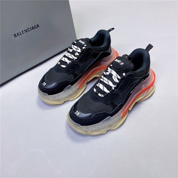 

three generations of paris daddy platform shoes 3.0 men and women couples led lights glow popular womenss shoes casual menss shoes 1444, Black