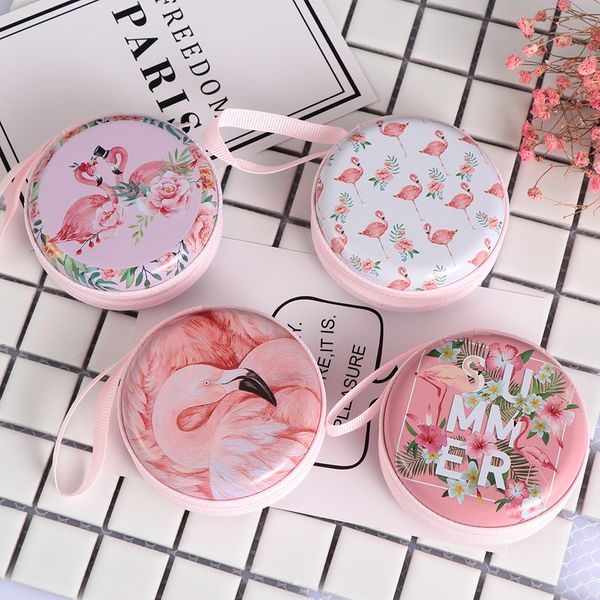 

1pc flamingo wallet coin bag storage carrying hard bag purse case earphone headphone earbuds bags money bag pouch, Red;black