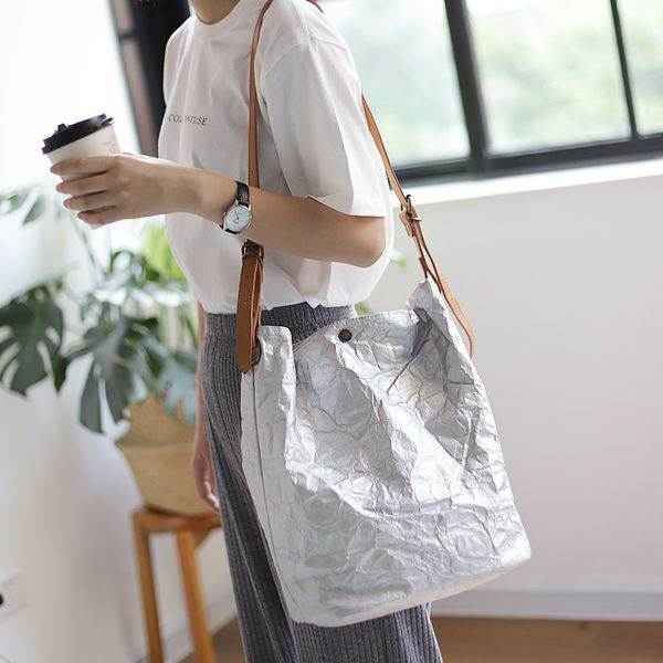 

fashion retro single shoulder bag simple pleated water wash bucket bag leisure art messenger