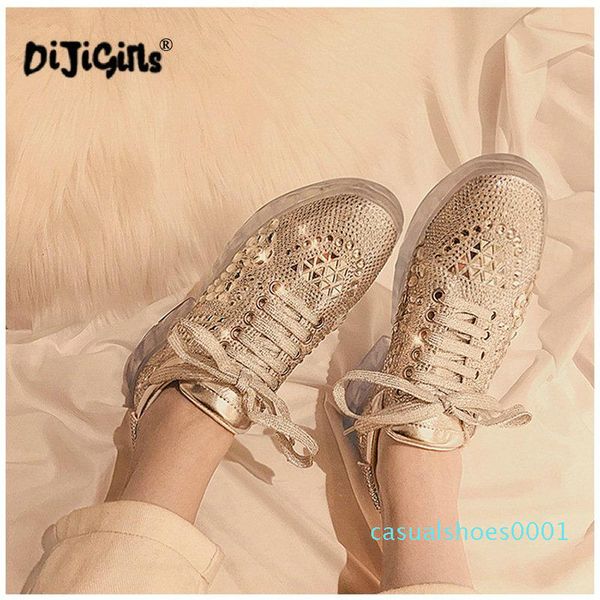 

new women flat sneakers spring fashion women casual shoes bling crystal platform sneakers ladies chaussure femme drop shipping 01c, Black