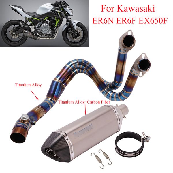

complete exhaust muffler pipe motorcycle mid front link pipe exhaust muffler tube for kawasaki 2012-2016 er6n er6f ninja 650f/r