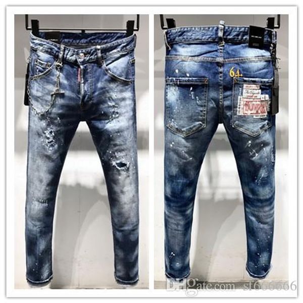 

2019 новый бренд модных европейских и американских мужских повседневных джинсов, высококачественная стирка, чистая ручная шлифовка, оптимиза, Blue