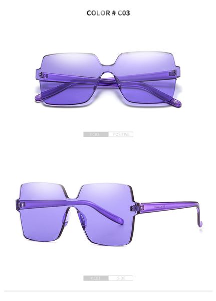 

square shape sunglasses 2020 women rimless frame tint clear lens colorful sun glasses outdoor eyewear 6 colors 9809, White;black