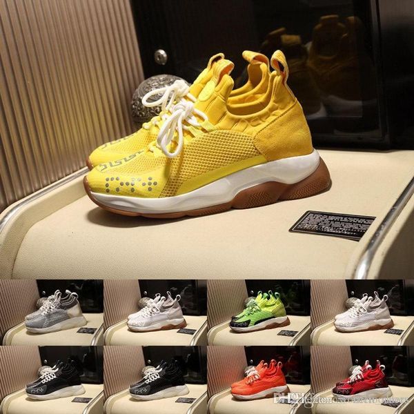 

fashion brand reaction trainers chain sneakers woman mens luxury designer shoes womens men trainers casual chain reaction trainer, Black