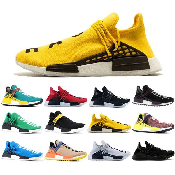 

with box human race hu trail pharrell williams running shoes men nerd black cream mens trainer women designer sports sneakers eur 36-47