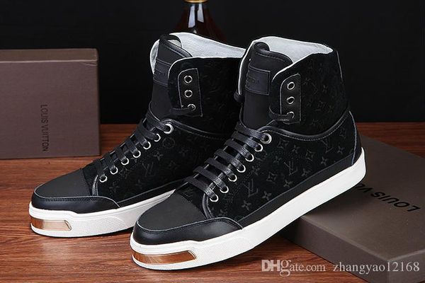 

wholesale fashion classic men's designer sneakers breathable socks boots loafers leather boots, Black