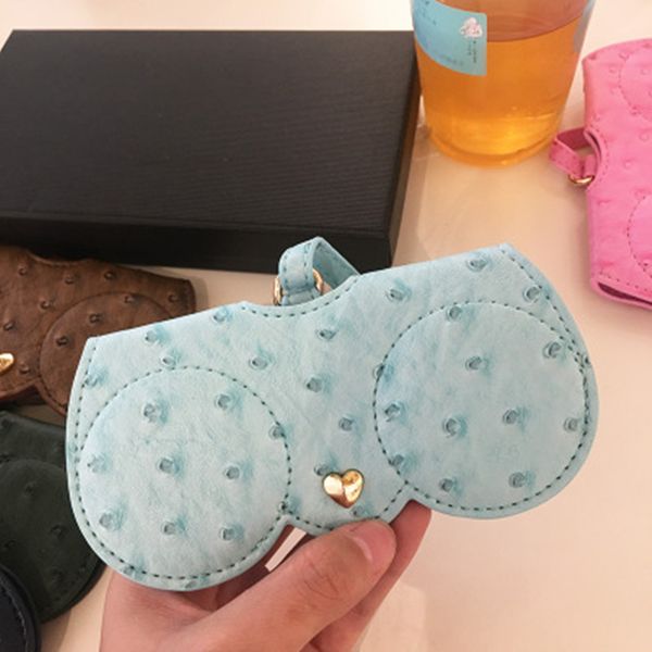

kpay unique pu leather glasses bag multi-function eyeglasses case ostrich pattern women sunglasses storage protection ins