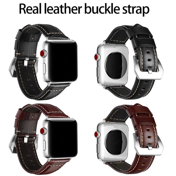 

for apple watch band 42mm 38mm first layer cowhide real leather strap crazy horse watch band for iwatch 1 / 2 / 3 / 4