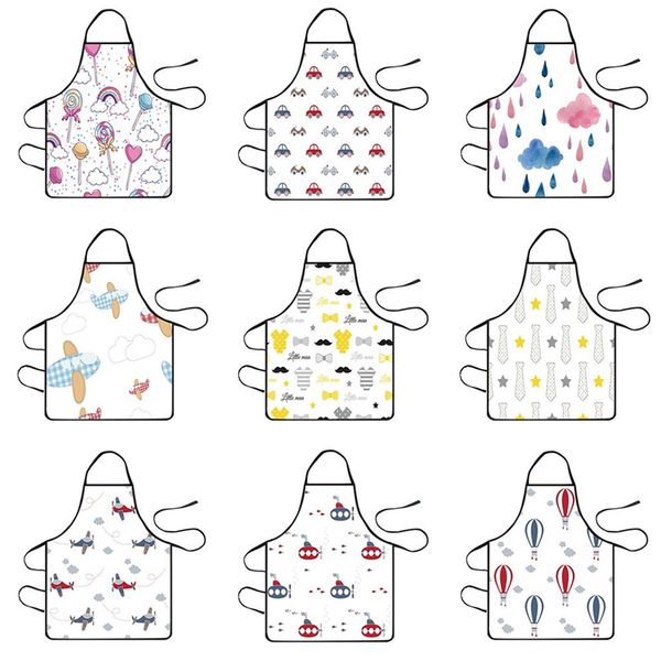 

fashion waterproof cute cartoon printing polyester aprons for coffee shop baking restaurant cooking cleaning aprons accessory