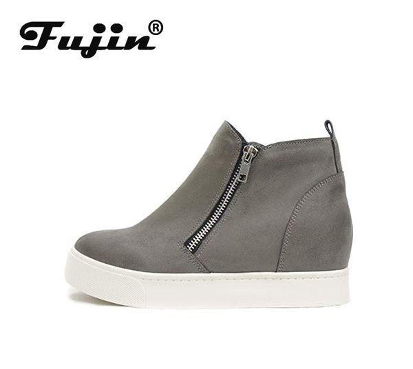 

fujin platform boots women women ankle boots platform autumn female high heel zipper shoes ladies fashion mujer 2020 booties, Black