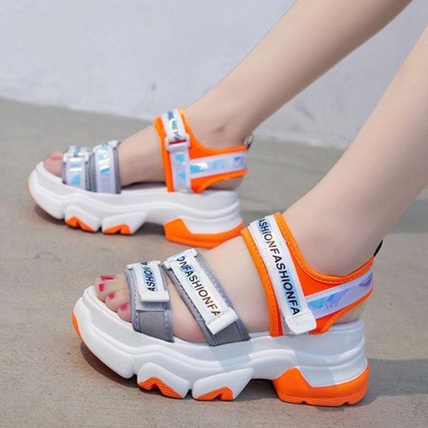 

designers platform sandals women fashion 6cm high heel wedges chunky sandal beach sports casual shoes woman 2020 summer, Black