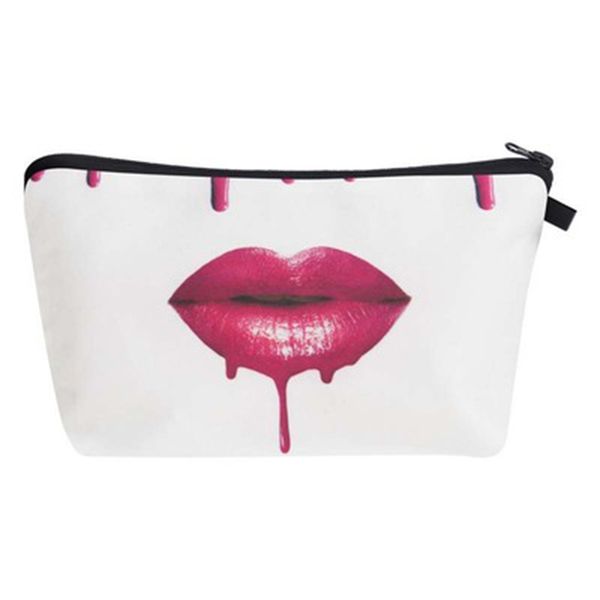 

travel collection women waterproof cosmetic bag cute fashion red lip multi-function portable wash gargle bag receive package