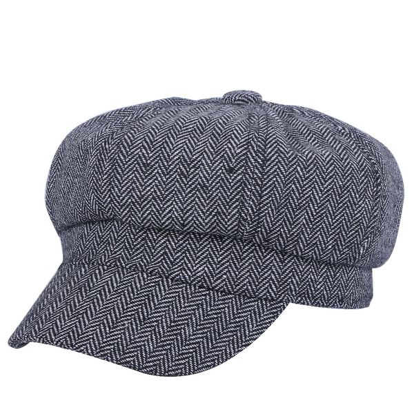 

girl women's casual hat octagonal hats newsboy cap for female 54-58 cm fine plaid geometric pattern female fashion berets caps, Blue;gray
