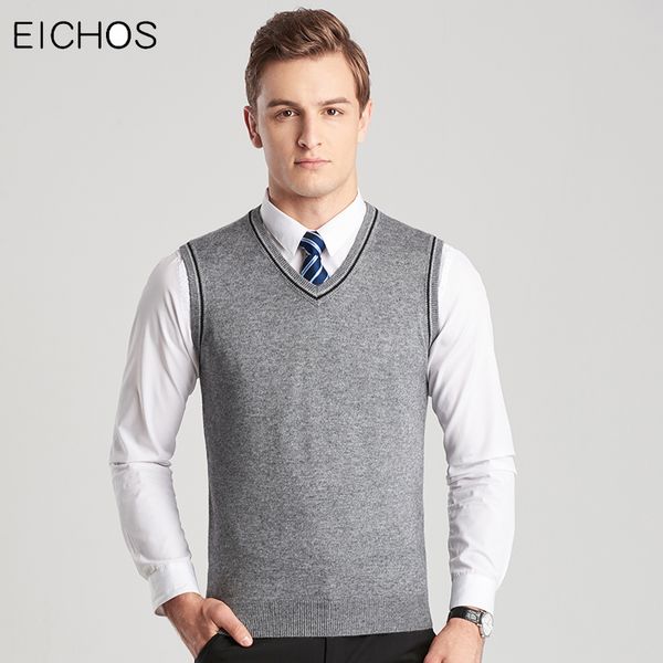 

2019 men sweater sleeveless pullover spring autumn business casual v neck vest sweater man slim wool pullovers knitted vest men, White;black