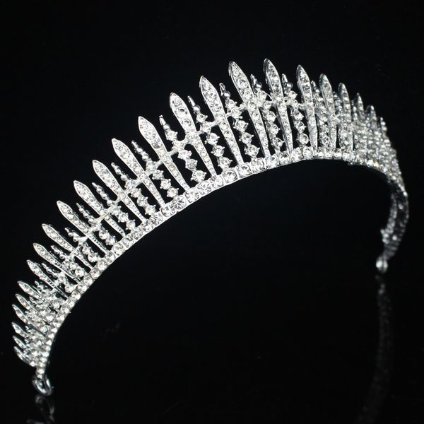 

elegant clear crystal princess tiara crown wedding bride hair jewelry accessories for women prom corona diadema hair ornaments, Golden;white