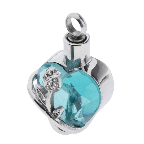 

нержавеющая сталь blue heart shaped rose ash urn подвеска мемориал кремация, Silver