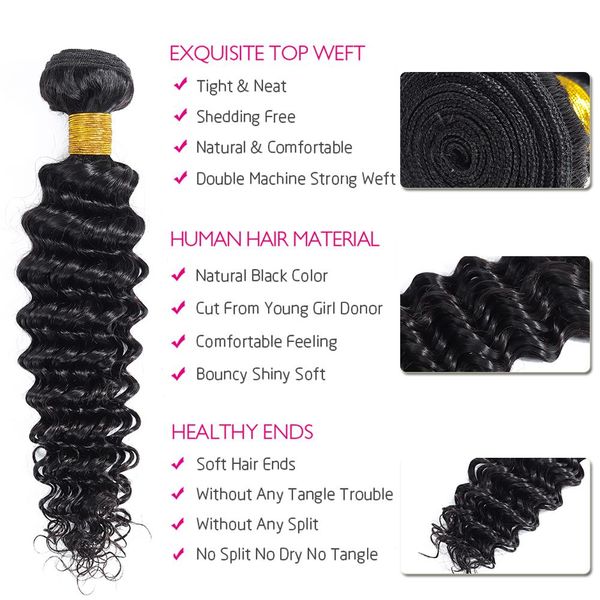 

1pcs brazilian hair weave bundles deep wave bundles 100% human hair weave remy human hair extensions for black women