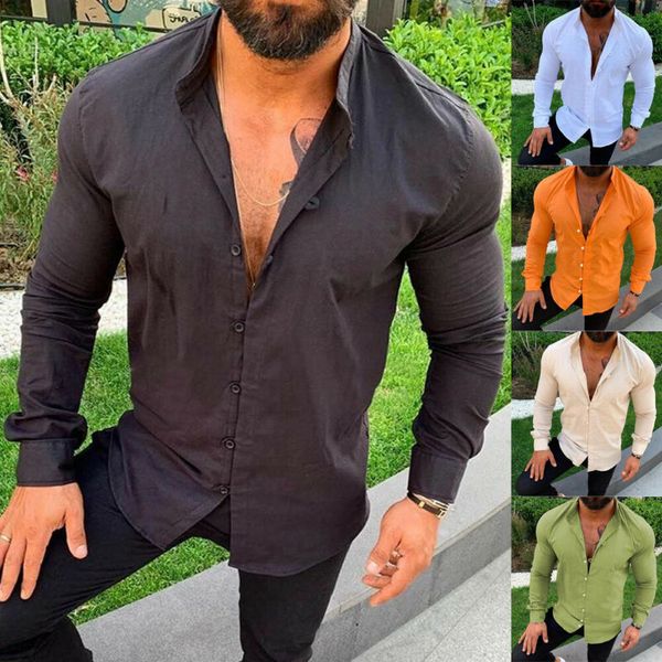 

fashion men's casual slim fit shirt long sleeve shirts solid blouse, White;black