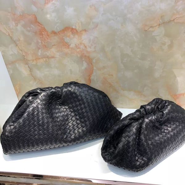 

new arrival spring summer 2019 fashion lambskin soft genuine leather handwoven cluthes evening bag designer party handbag big and small size