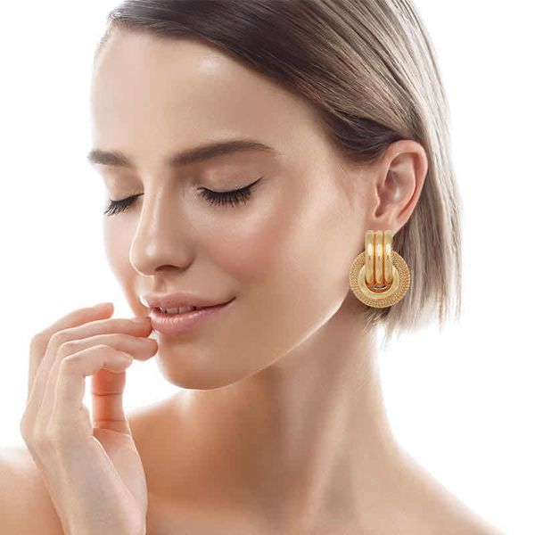 

y-e gold color knot stud earrings for women new fashion brincos statement irregular metal round earring geometric jewelry, Silver