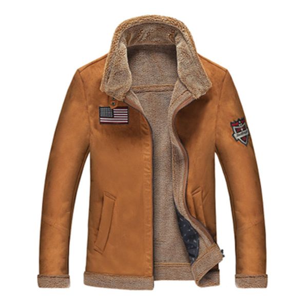 

winter fur coats men cashmere faux sheepskin mens fur coats slim luxury fleece warm male parka jackets brown blue outwear, Black