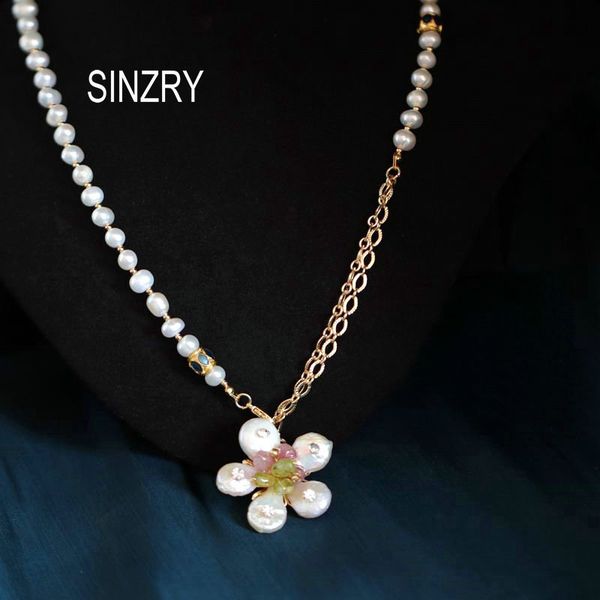 

sinzry handmade baroque natural pearl elegant flower chokers necklace band for women party fashion jewelry gift, Silver