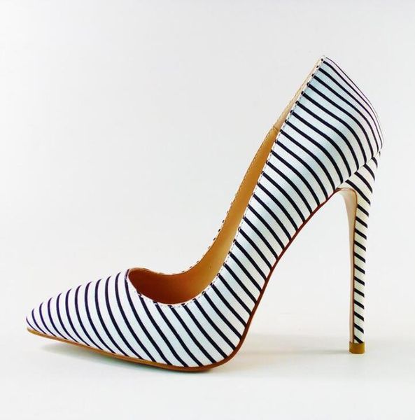 

2020 igh-heeled stripe sharp shoes super code single women pumps latest fashion shoe, Black