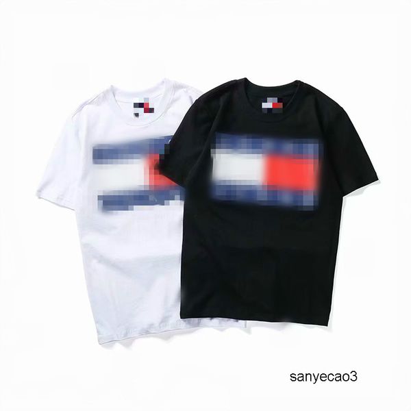 

tommy hilfiger дизайнер мужская мода бренд дизайнер топ тройники с коротким рукавом случайные футболки новые полки женские мужские новые фут, White;black